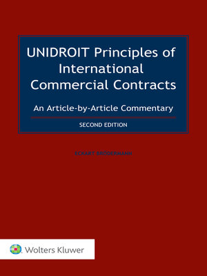 cover image of UNIDROIT Principles of International Commercial Contracts. an Article-by-Article Commentary